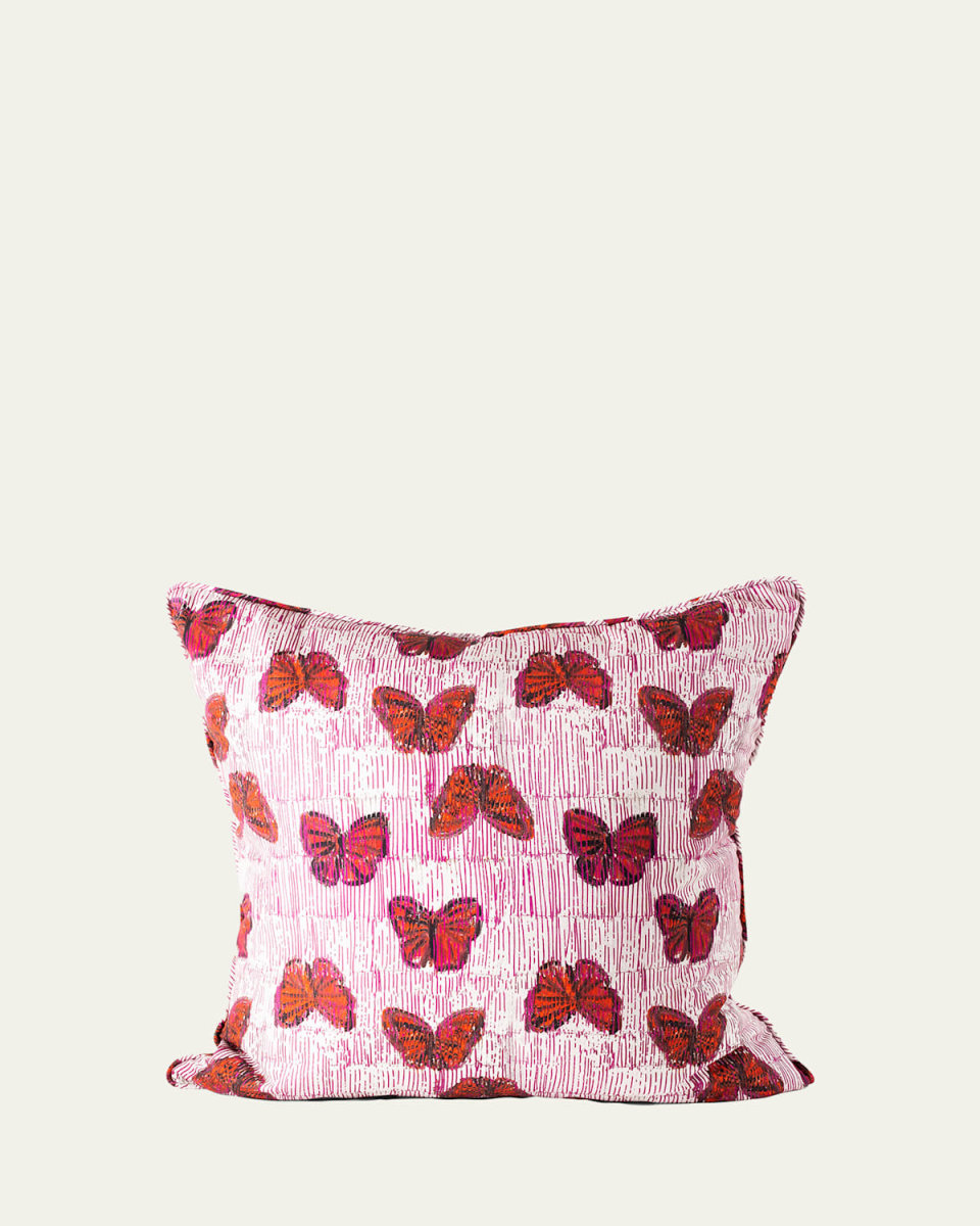 Pretty In Pink Butterflies Pillow, 22"
